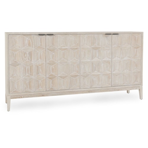 Rustic 4-Door Rectangular Cabinet with Tapered Wood Leg