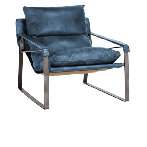 Rustic Accent Chair with Metal Leg