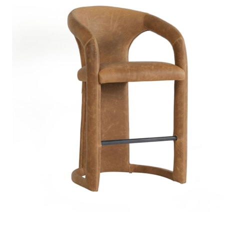 Mid-Century Modern Counter Stool with Webbed Seating Suspension