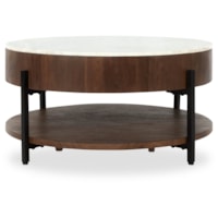 Contemporary Round Coffee Table with Lower Shelf
