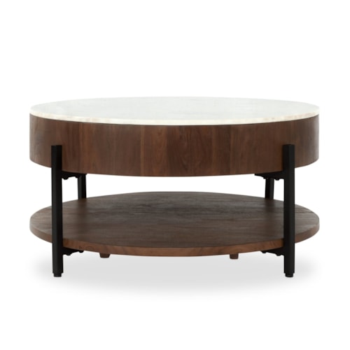 Contemporary Round Coffee Table with Lower Shelf