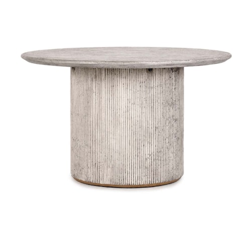 Rustic 51" Outdoor Round Dining Table with Single Pedestal Base