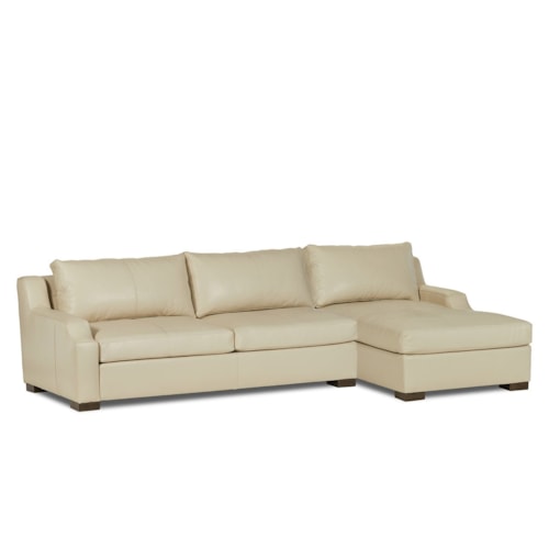 Rivera Sofa W/Raf Chaise, English Modern Arm, Vibrant Leather, Cream