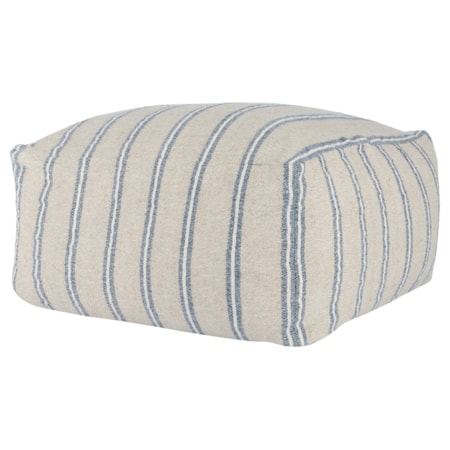 Delgada Natural/Blue Pouf 24X24x12