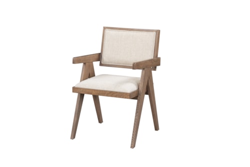 Mid-Century Modern Upholstered Dining Arm Chair