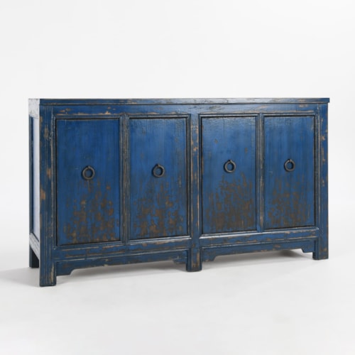 Rustic 4-Door Buffet with Fixed Shelving