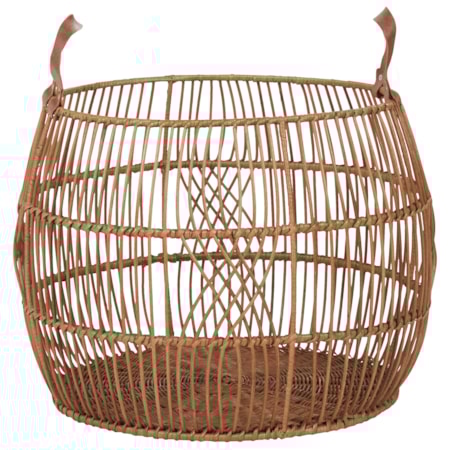 Rattan Iron Lt Natural Basket Large 26x26x18