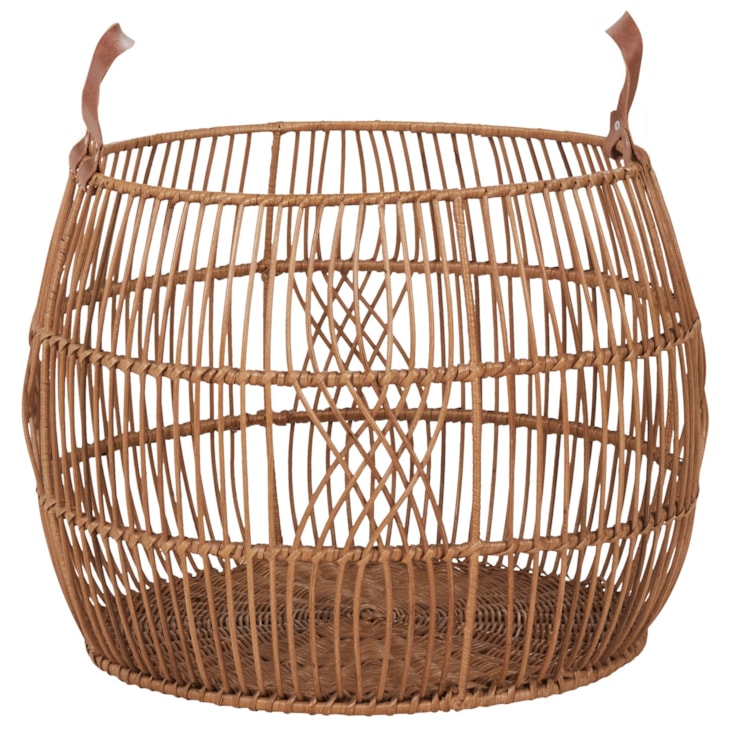 Classic Home Rug Displays Rattan Iron Lt Natural Basket Large 26x26x18