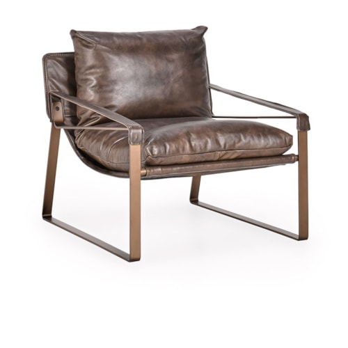 Rustic Accent Chair with Metal Leg