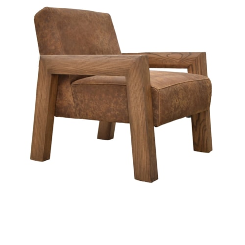 Rustic Upholstered Arm Chair with Exposed Wood Arm