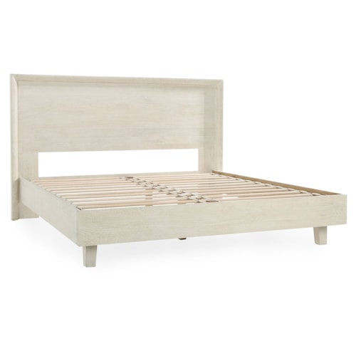 Rustic Eastern King Panel Bed with Tapered Wood Leg