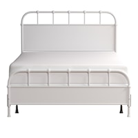 Coastal/Cottage Metal Queen Size Panel Bed with Casting Details