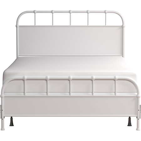 Coastal/Cottage Metal Queen Size Panel Bed with Casting Details