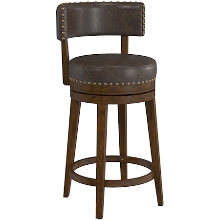 Rustic Counter Height Swivel Stool with Nailhead Trim
