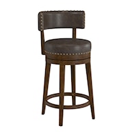 Rustic Counter Height Swivel Stool with Nailhead Trim