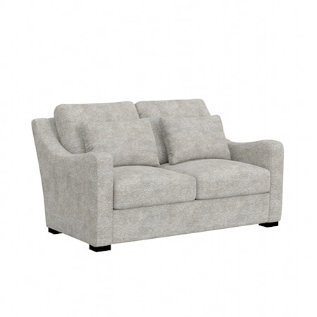 Transitional Upholstered Loveseat with Two Matching Throw Pillows