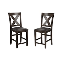 Farmhouse Counter Stool with Upholstered Seat, Set of 2