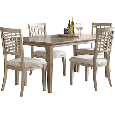 Ocala Wood Rectangle Dining Table with 4 Wood Dining Chairs