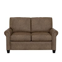 Contemporary Upholstered Loveseat with Nailheads