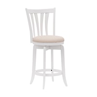 Farmhouse Swivel Counter Stool with Flared Slat Back