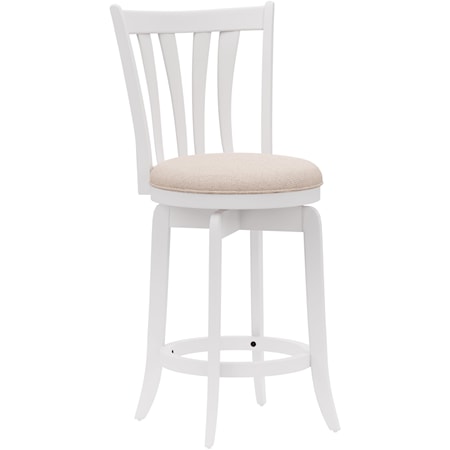 Farmhouse Swivel Counter Stool with Flared Slat Back