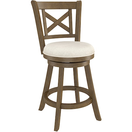 Farmhouse Swivel Counter Stool with Upholstered Seat