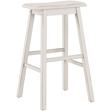 Wood Backless Bar Height Stool with Saddle Style Seat