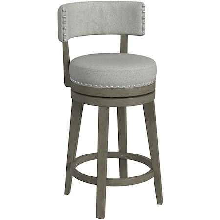 Rustic Counter Height Swivel Stool with Nailhead Trim
