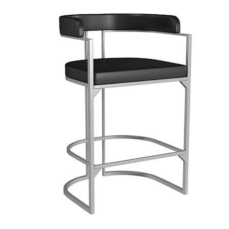 Contemporary Metal Counter Stool with Upholstered Seat