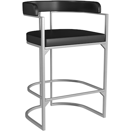 Contemporary Metal Counter Stool with Upholstered Seat