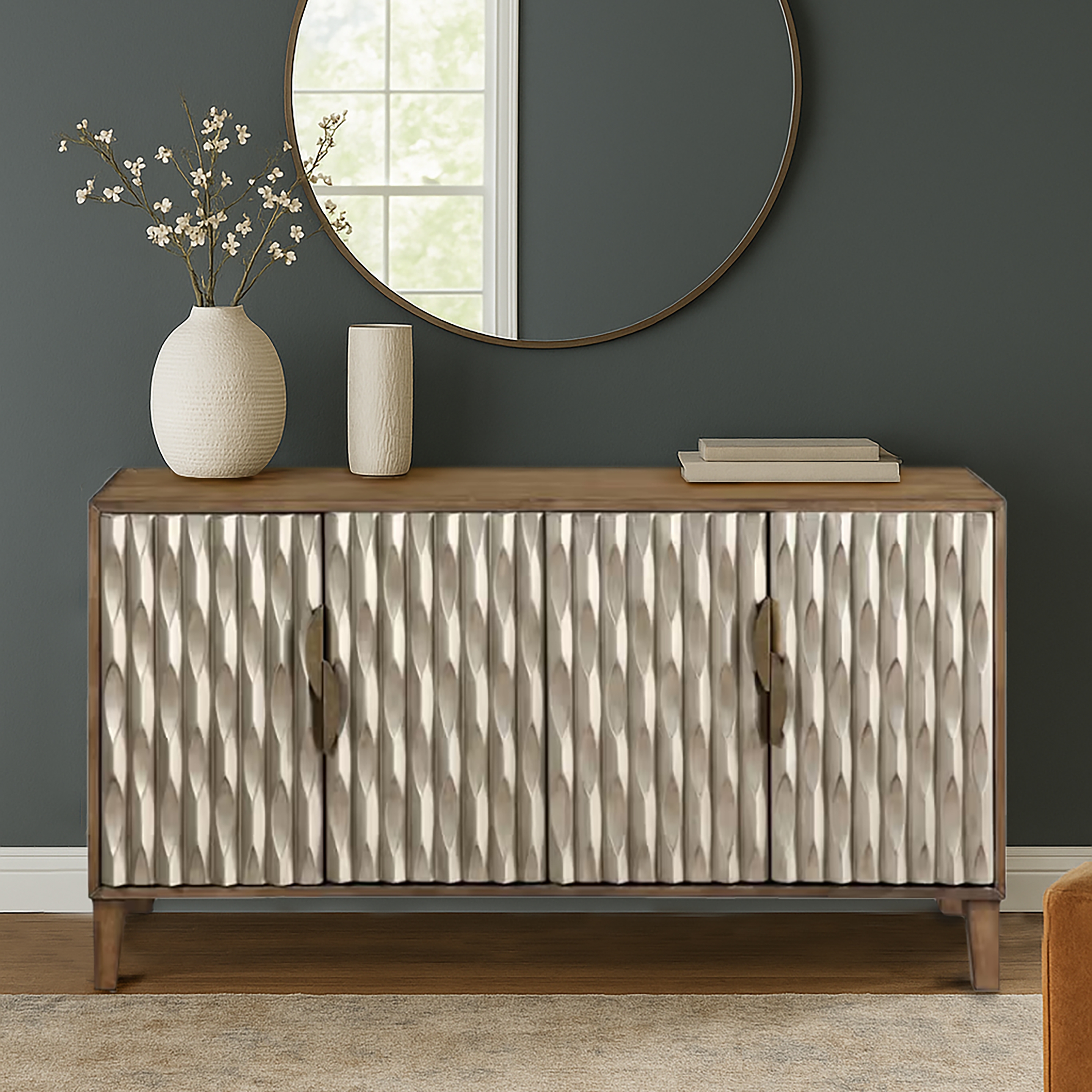 HH2 Home Home Creations Anning 4-Door Media Credenza