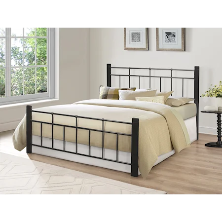 Metal Twin Bed with Wood Posts