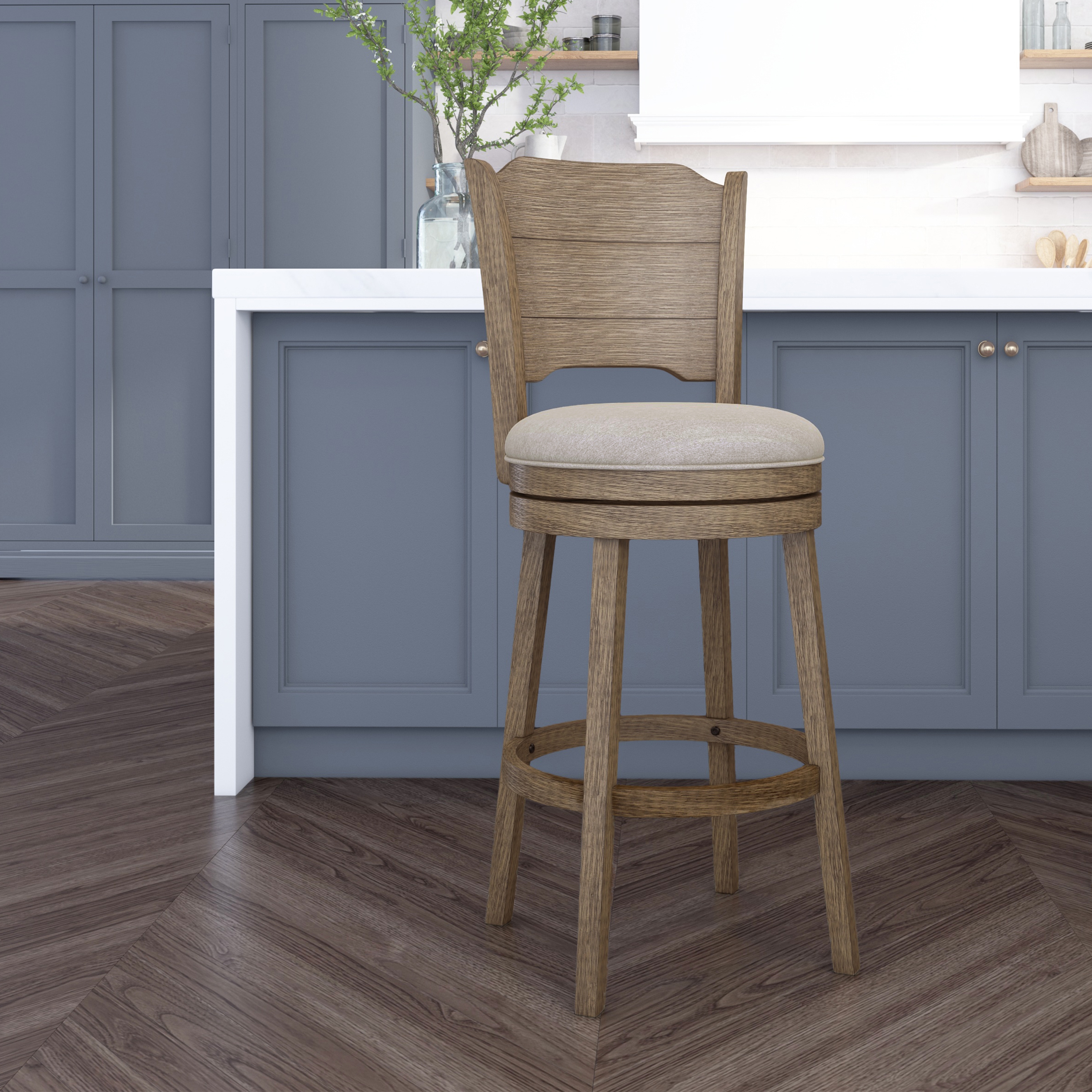 HH2 Home Clarion Wood Bar Height Swivel Stool