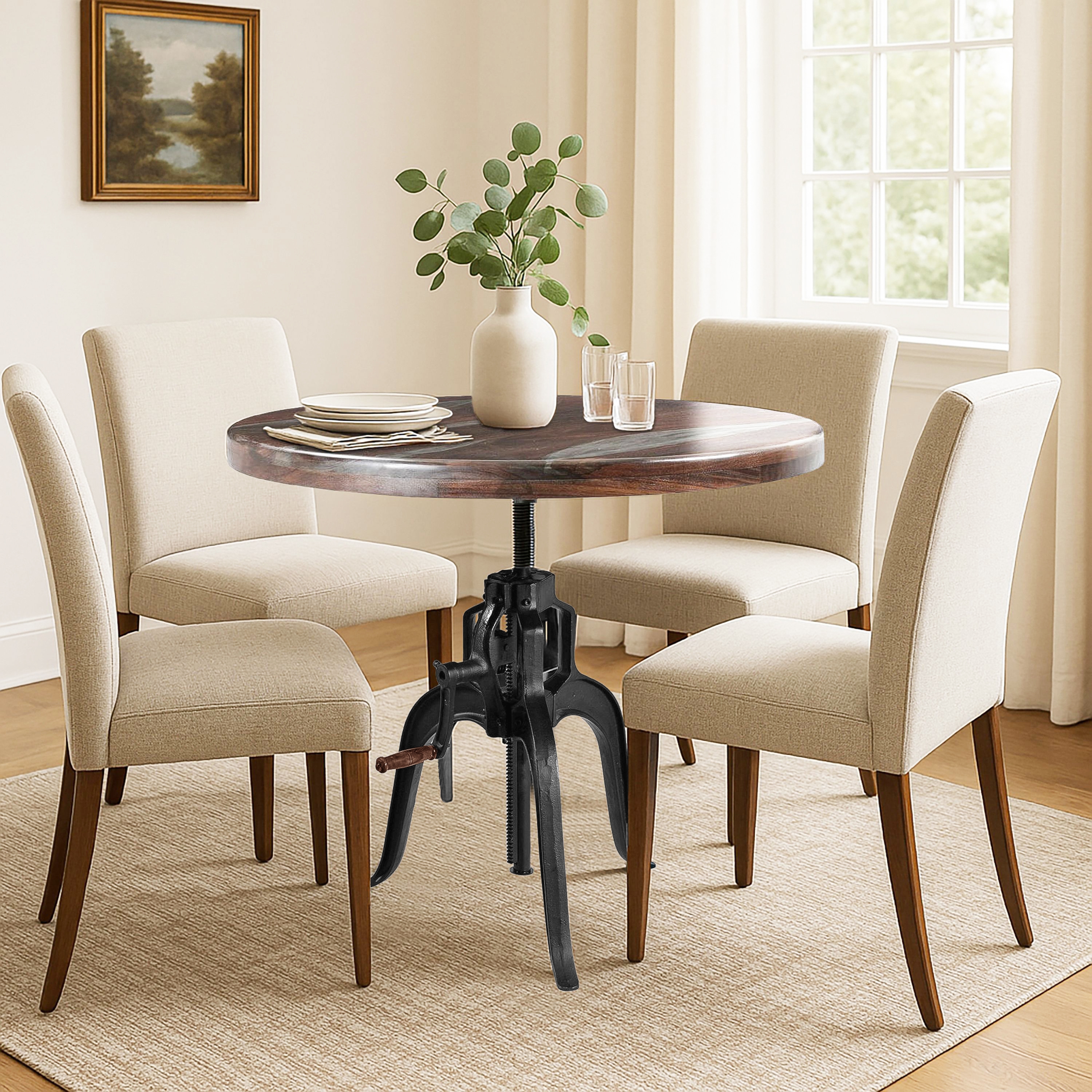 HH2 Home Home Creations Encore Adjustable Height Pedestal Dining Table