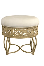 Hillsdale Villa III Backless Metal Vanity Stool with Ornate Lattice Detailing