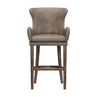 Wingback Wood Bar Height Memory Return Swivel Stool