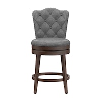 Edenwood Wood Counter Height Swivel Stool with Tufted Back and Nail Head