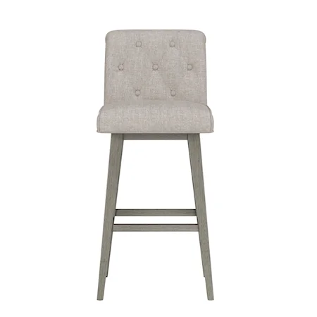 Uniquely Yours Wood And Upholstered Tufted Adjustable Swivel Stool