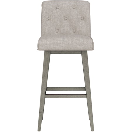 Uniquely Yours Wood And Upholstered Tufted Adjustable Swivel Stool