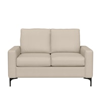 Contemporary Upholstered Loveseat with Metal Legs
