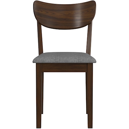 Mid-Century Modern Wood Dining Chair with Upholstered Seat, Set of 2
