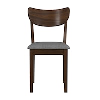 Mid-Century Modern Wood Dining Chair with Upholstered Seat, Set of 2