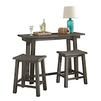Villa Wood 3 Piece Console/Counter Table With 2 Counter Stools