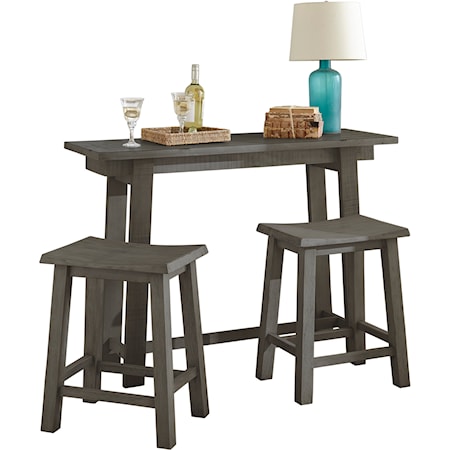 Villa Wood 3 Piece Console/Counter Table With 2 Counter Stools