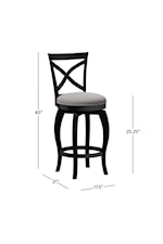 Hillsdale Ellendale Wood Bar Height Swivel Stool with Curved X Back Design