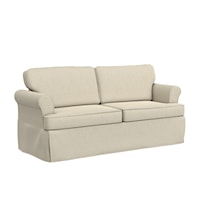 Casual Upholstered Sofa with Skirted Legs