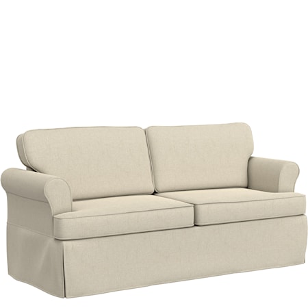 Casual Upholstered Sofa with Skirted Legs