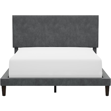 Contemporary Upholstered Platform Full Bed with Dual USB Ports