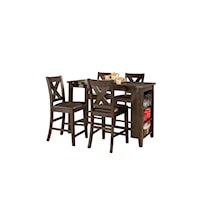 Farmhouse 5-Piece Counter Height Dining Set with X-Back Counter Height Stools