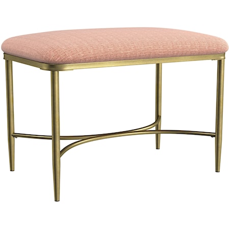 Contemporary Backless Metal Vanity Stool with Rectangular Seat